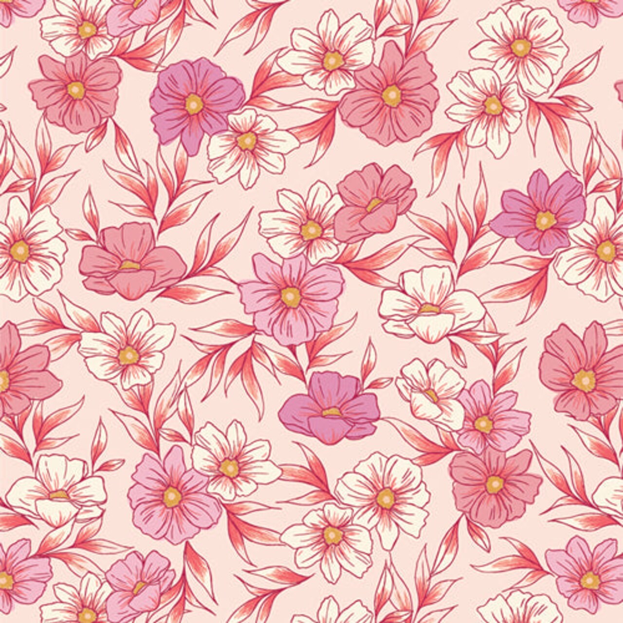 Fabric Art Gallery Blush Tinted Blooms Bloomcore by the Quarter Yard BLC21107